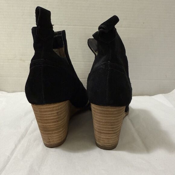 Blondo Waterproof Black Suede Leather Wedge Booties Ankle Boots 7.5 Boho Office - Picture 8 of 11